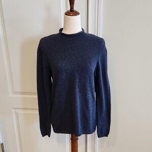 Orvis Classic Heathered Navy Blue Mockneck Sweater Medium